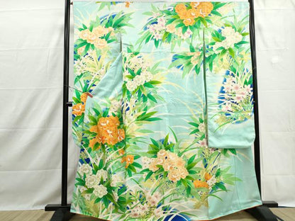 平和屋着物■豪華振袖　駒刺繍　草花文　暈し染め　金彩　正絹　逸品　DABH1457qa