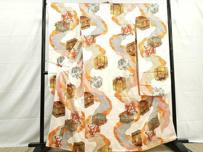 平和屋着物■豪華振袖　道長文箱文　金彩　正絹　逸品　DABH1458qa