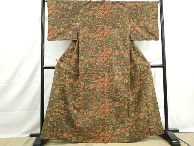 平和屋着物■上質な小紋　抽象花文　正絹　逸品　DABH1460qa