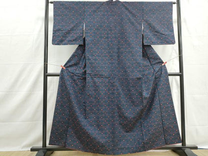 平和屋着物■上質な紬　変わり格子文　正絹　逸品　DABH1463qa