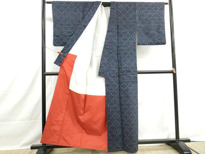平和屋着物■上質な紬　変わり格子文　正絹　逸品　DABH1463qa