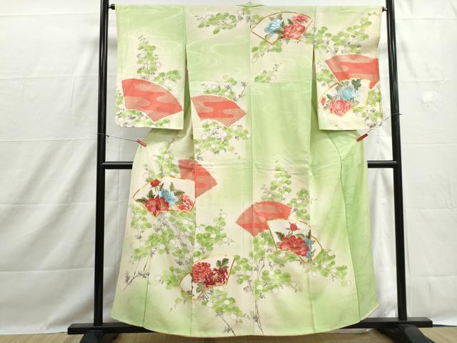 平和屋着物■訪問着　手描き　駒刺繍　地紙花文　暈し染め　金彩　正絹　逸品　DABH1464qa