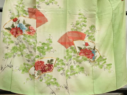 平和屋着物■訪問着　手描き　駒刺繍　地紙花文　暈し染め　金彩　正絹　逸品　DABH1464qa