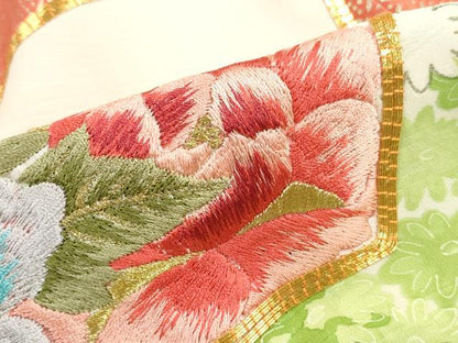平和屋着物■訪問着　手描き　駒刺繍　地紙花文　暈し染め　金彩　正絹　逸品　DABH1464qa