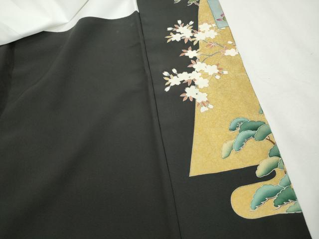 平和屋着物■豪華黒留袖　作家物　人物風景枝松花文　金彩　正絹　逸品　DABH1467qa