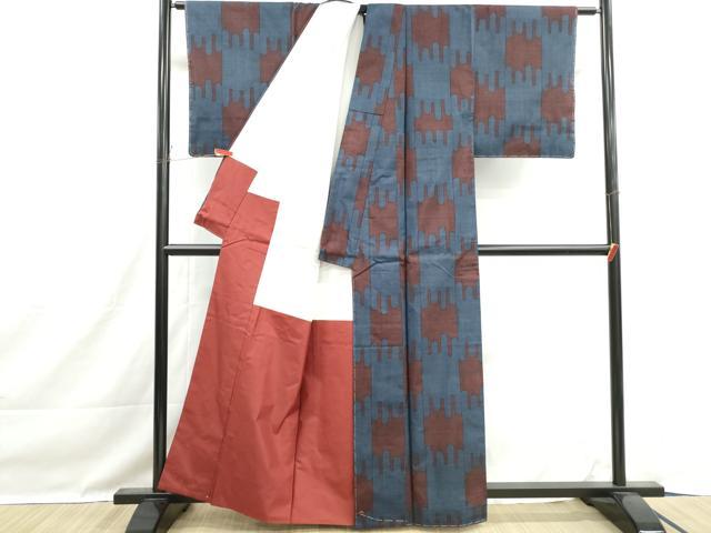 平和屋着物■本場大島紬　7マルキ　幾何学間道　正絹　逸品　DABH1473qa