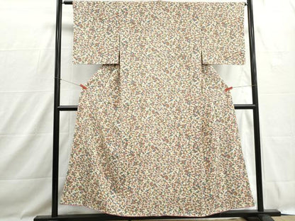 平和屋着物■上質な小紋　型染め　流水小花文　正絹　逸品　DABH1475qa