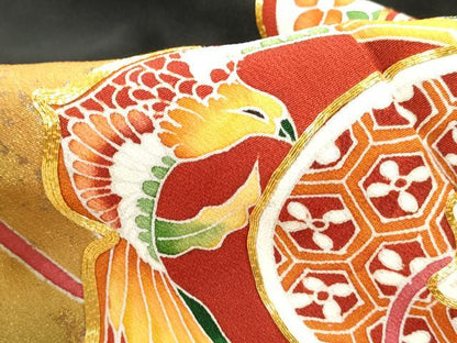 平和屋着物■豪華黒留袖　駒刺繍　鏡裏鳳凰花文　暈し染め　金彩　正絹　逸品　DABH1477qa