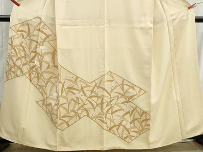 平和屋着物■訪問着　刺繍　草花文　金彩　正絹　逸品　DABH1478qa