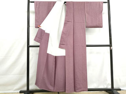 平和屋着物■上質な色無地　霞地紋　蘇芳香色　正絹　逸品　DABH1481qa