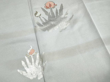 平和屋着物■訪問着　竹屋町刺繍　総刺繍　駒刺繍　抽象花文　暈し染め　銀通し地　正絹　逸品　DABH1483qa