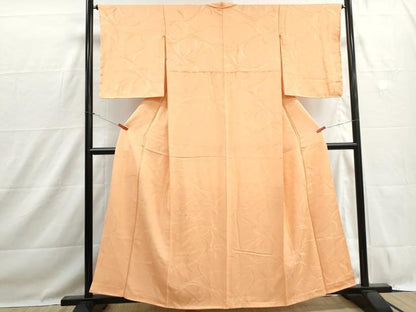 平和屋着物■上質な色無地　抽象地紋　深支子色　正絹　逸品　DABH1490qa