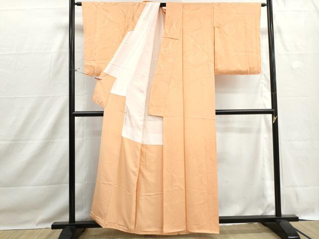 平和屋着物■上質な色無地　抽象地紋　深支子色　正絹　逸品　DABH1490qa