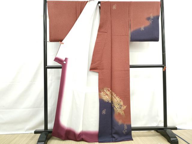 平和屋着物■訪問着　竹屋町刺繍　草花文　暈し染め　金彩　鈴乃屋扱い　正絹　逸品　DABH1493qa