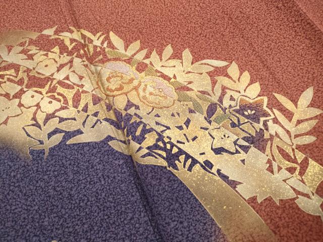 平和屋着物■訪問着　竹屋町刺繍　草花文　暈し染め　金彩　鈴乃屋扱い　正絹　逸品　DABH1493qa