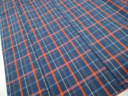 平和屋着物■本場縞大島紬　格子文　正絹　逸品　DABH1496qa