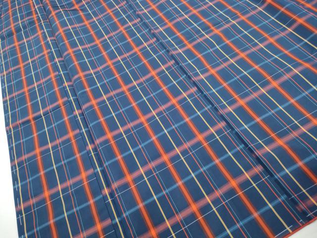 平和屋着物■本場縞大島紬　格子文　正絹　逸品　DABH1496qa
