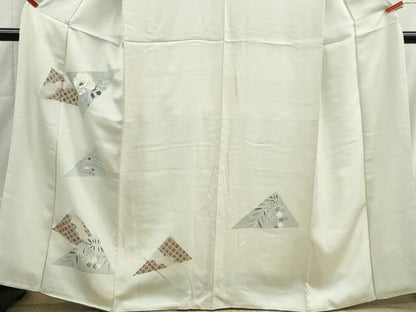 平和屋着物■訪問着　刺繍　枝花文　正絹　逸品　DABH1500qa