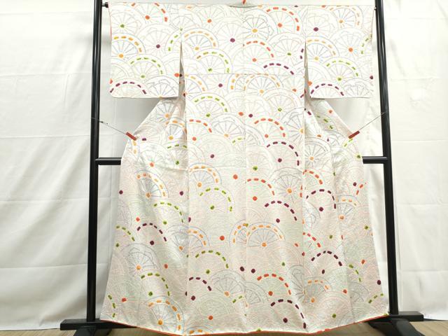 平和屋着物■上質な小紋　総絞り　片輪車文　正絹　逸品　DABH1505qa
