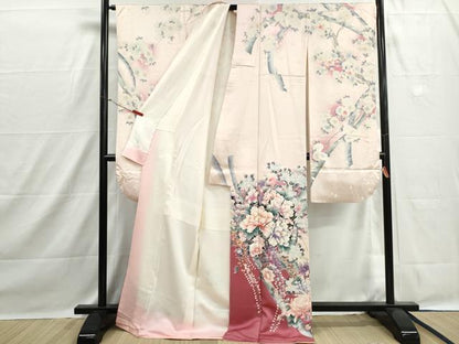 平和屋着物■豪華振袖　刺繍　花籠文　牡丹　暈し染め　金銀彩　正絹　逸品　DABH1512qa