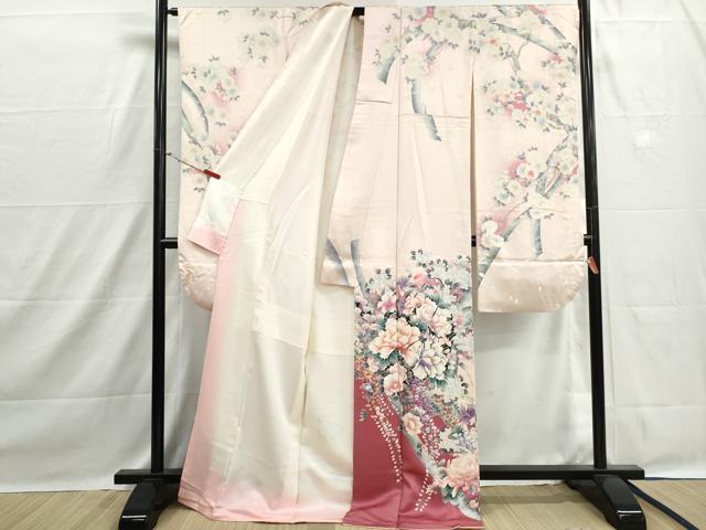 平和屋着物■豪華振袖　刺繍　花籠文　牡丹　暈し染め　金銀彩　正絹　逸品　DABH1512qa