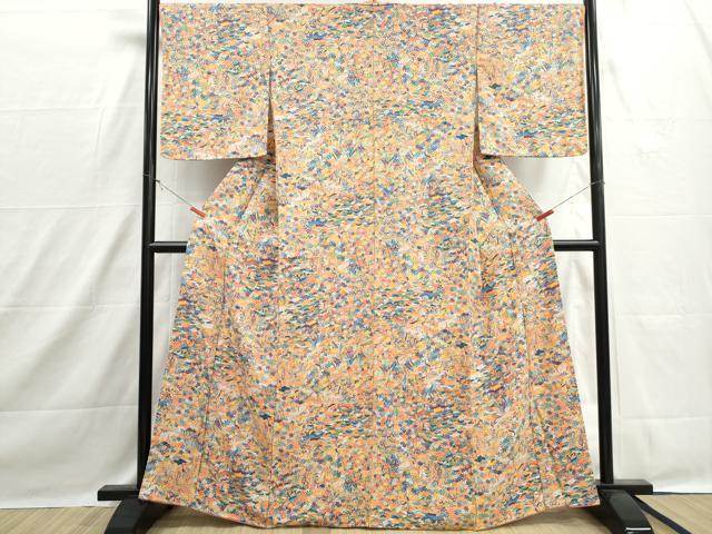 平和屋着物■上質な小紋　花鳥文　松竹梅　正絹　逸品　DABH1516qa