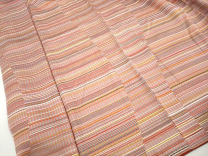 平和屋着物■上質な小紋　横段格子文　正絹　逸品　DABH1518qa