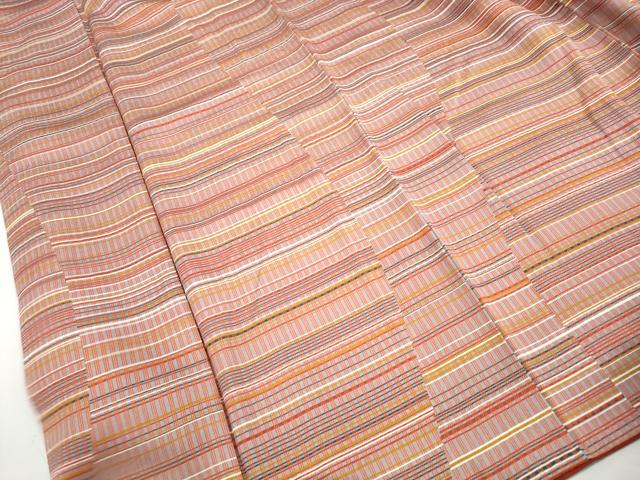 平和屋着物■上質な小紋　横段格子文　正絹　逸品　DABH1518qa