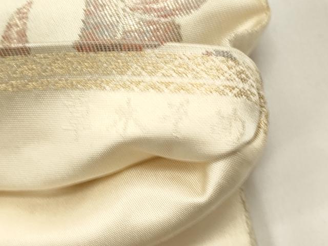 平和屋着物◎西陣　服部織物謹製　六通柄袋帯　更紗花唐草文　こはく錦　草木染　金糸　正絹　逸品　DABH1522cd