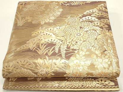平和屋着物◎佐賀錦　六通柄袋帯　華宝　九百紋　金糸　正絹　逸品　DABH1525cd