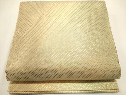平和屋着物◎佐賀錦　六通柄袋帯　斜縞　金糸　正絹　逸品　DABH1526cd