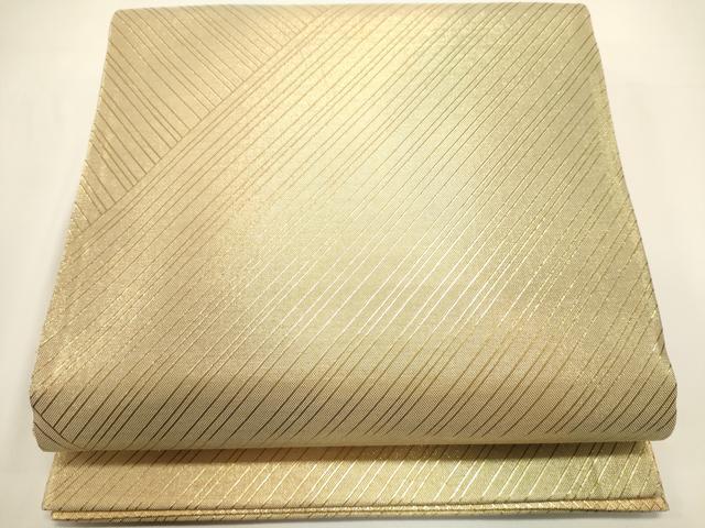 平和屋着物◎佐賀錦　六通柄袋帯　斜縞　金糸　正絹　逸品　DABH1526cd
