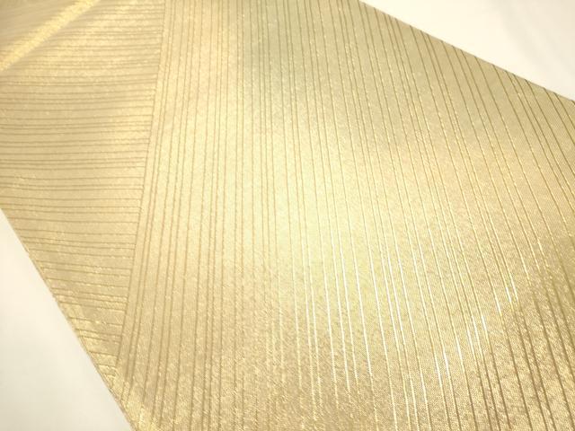 平和屋着物◎佐賀錦　六通柄袋帯　斜縞　金糸　正絹　逸品　DABH1526cd
