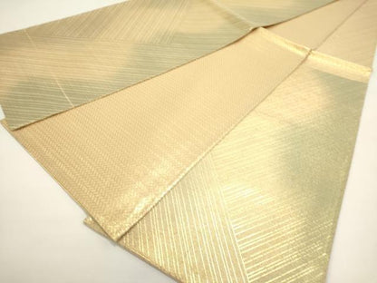 平和屋着物◎佐賀錦　六通柄袋帯　斜縞　金糸　正絹　逸品　DABH1526cd