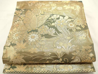 平和屋着物◎六通柄袋帯　華宝　九百紋　金糸　正絹　逸品　DABH1527cd