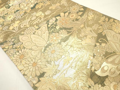 平和屋着物◎六通柄袋帯　華宝　九百紋　金糸　正絹　逸品　DABH1527cd