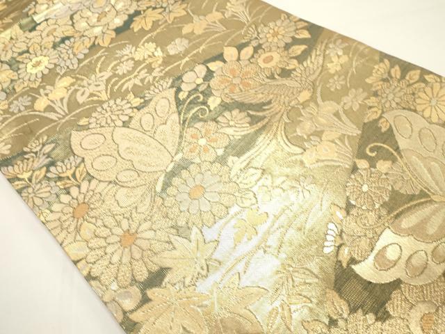 平和屋着物◎六通柄袋帯　華宝　九百紋　金糸　正絹　逸品　DABH1527cd