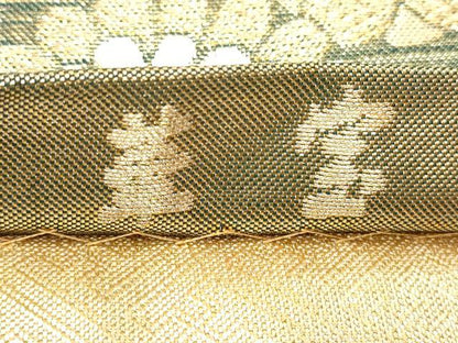 平和屋着物◎六通柄袋帯　華宝　九百紋　金糸　正絹　逸品　DABH1527cd
