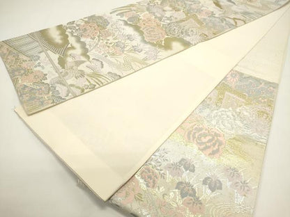 平和屋着物◎六通柄袋帯　鳳凰花文　金銀糸　正絹　逸品　DABH1528cd