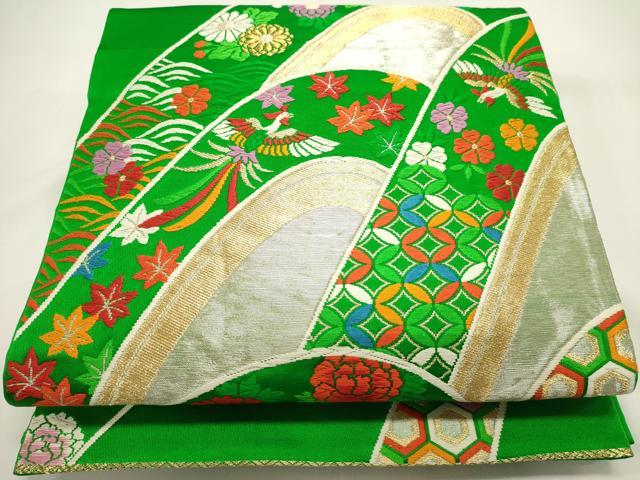 平和屋着物◎六通柄袋帯　唐織　吉祥花鳥文　金銀糸　正絹　逸品　DABH1530cd