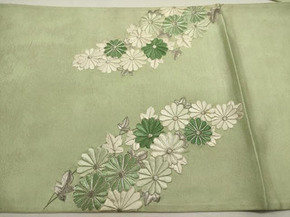 平和屋着物◎太鼓柄袋帯　総刺繍　駒刺繍　菊尽くし　正絹　逸品　DABH1536cd