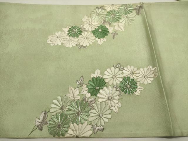 平和屋着物◎太鼓柄袋帯　総刺繍　駒刺繍　菊尽くし　正絹　逸品　DABH1536cd