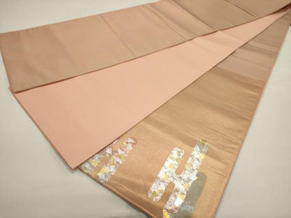 平和屋着物◎太鼓柄袋帯　エ霞箔散らし文　金銀彩　引箔　正絹　逸品　DABH1537cd