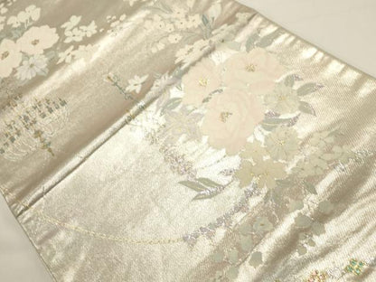 平和屋着物◎六通柄袋帯　草花文　金銀糸　引箔　正絹　逸品　DABH1550cd