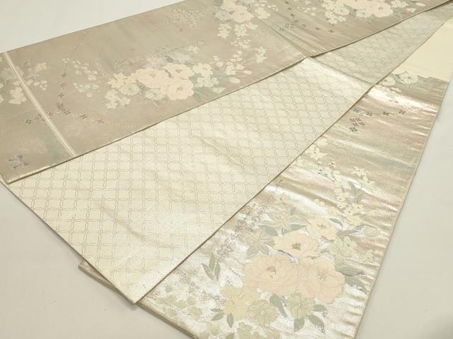 平和屋着物◎六通柄袋帯　草花文　金銀糸　引箔　正絹　逸品　DABH1550cd