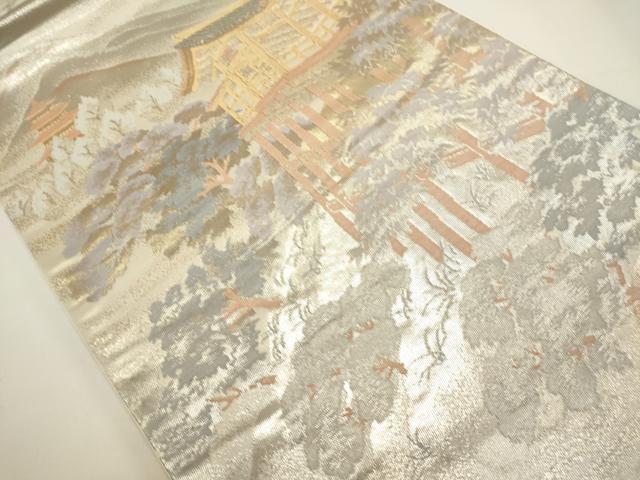 平和屋着物◎六通柄袋帯　風景文　金銀糸　正絹　逸品　DABH1557cd