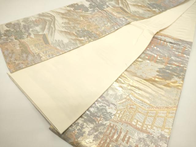 平和屋着物◎六通柄袋帯　風景文　金銀糸　正絹　逸品　DABH1557cd