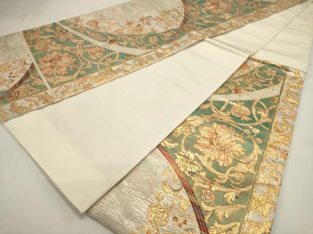 平和屋着物◎六通柄袋帯　王風更紗古代文　金糸　正絹　逸品　DABH1558cd