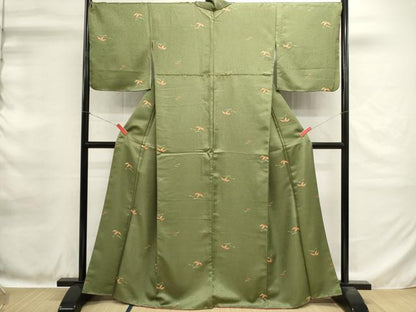 平和屋着物■小紋　笹松葉文　洗える着物　DABH1561cd