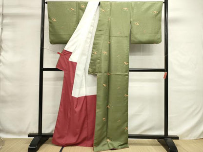平和屋着物■小紋　笹松葉文　洗える着物　DABH1561cd